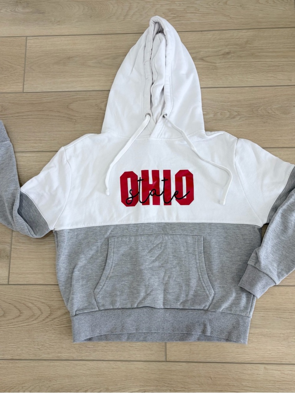 ROSIO Ohio State Colorblock Pullover Hoodie White Gray Red Women’s Size M